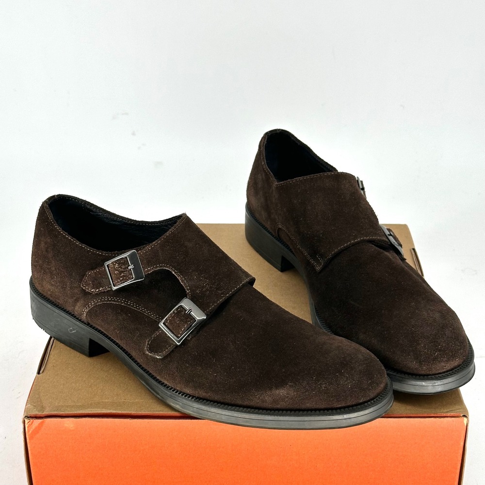 Kenneth Cole New York Dark Brown Suede Leather Buckle Loafers Dress Shoes Men 12